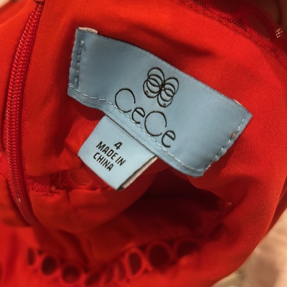 CeCe Red Sheath Midi Dress Square Neck Cocktail - Picture 10 of 10